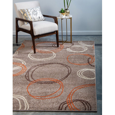 Tapis brun clair à motif abstrait Jachim