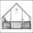 Twin Wood House-Shaped Floor Bed With Fence, Guardrails ,Grey-1394155607-1394155605