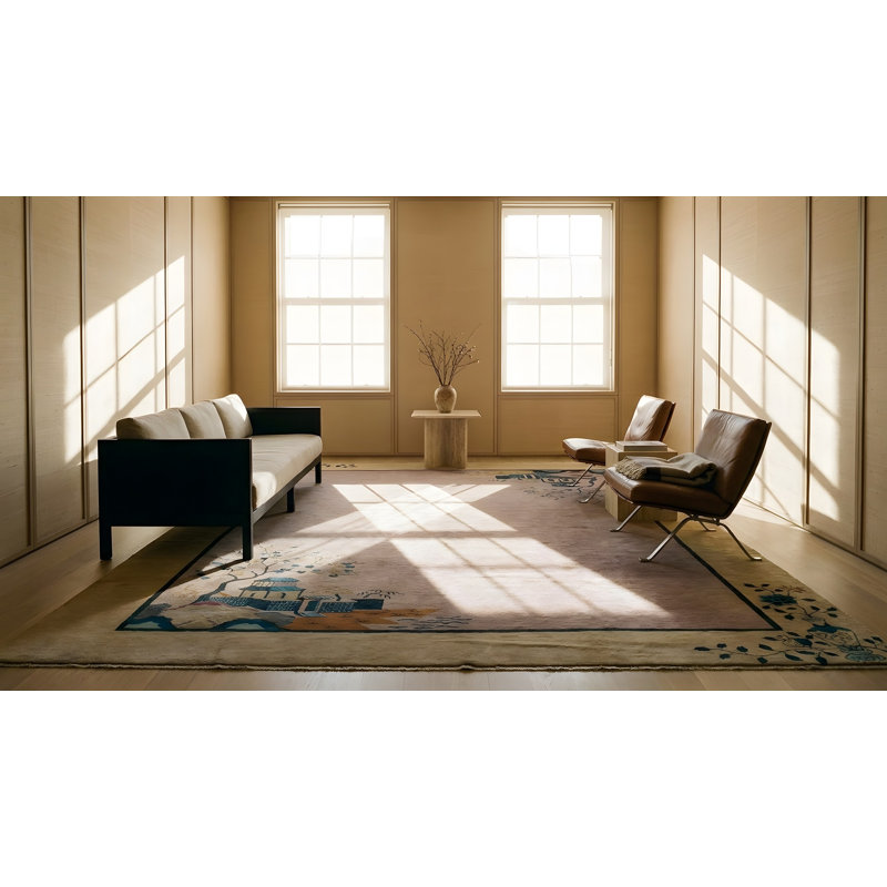 Tapis lavande antique en laine Art déco