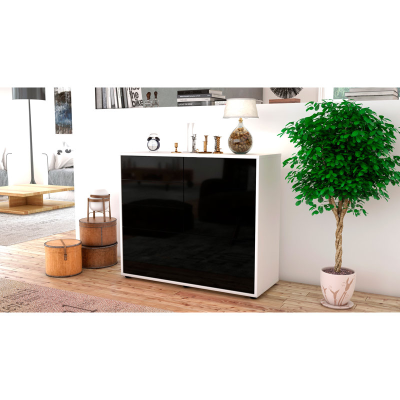 Redondo 92cm Sideboard, White/High-gloss black