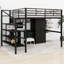 Lit mezzanine en métal avec ensemble de table et garde-robe