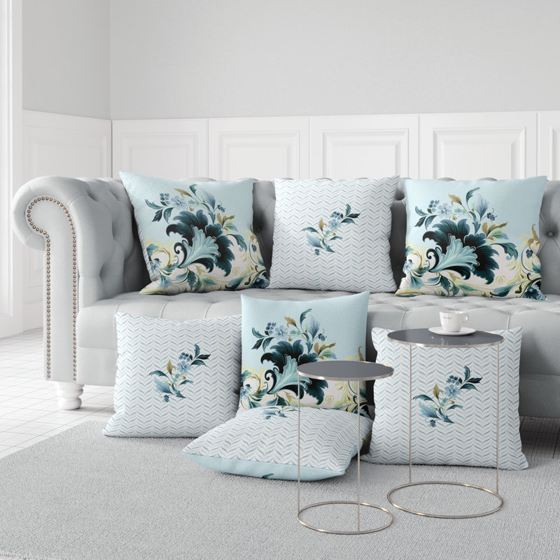 Oreiller réversible intérieur / extérieur Damask Hue, H 16 po x l 16 po, Damassé vert