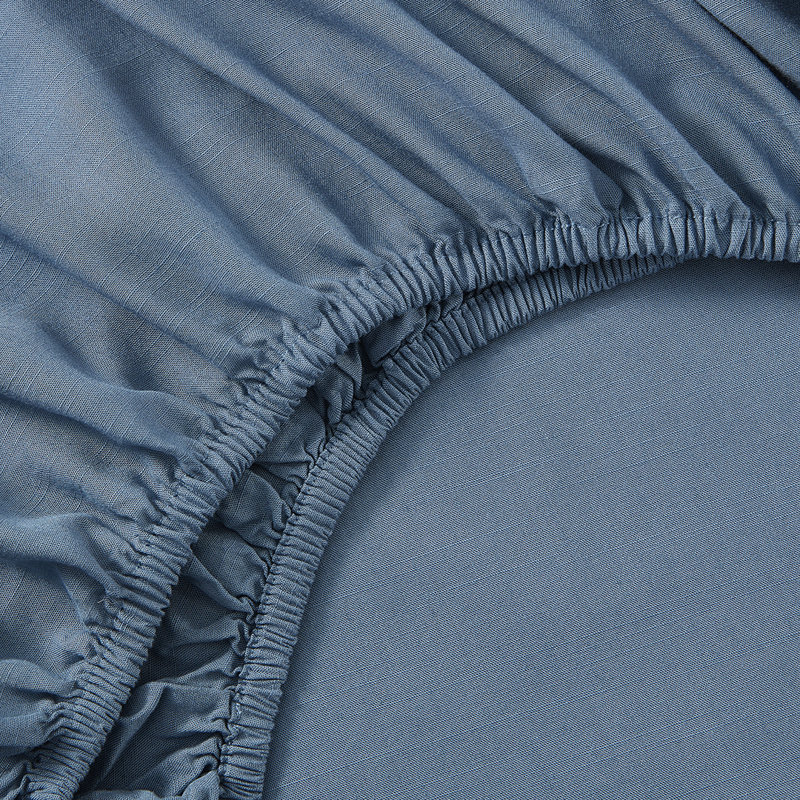 Ensemble de draps en bambou et lin, Ensemble de draps pour très grand lit avec 2 taie, Bleu ardoise