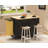 Mobile Kitchen Island with Drop Leaf, Storage Drawers & Foldable Trash Bag-1649450936