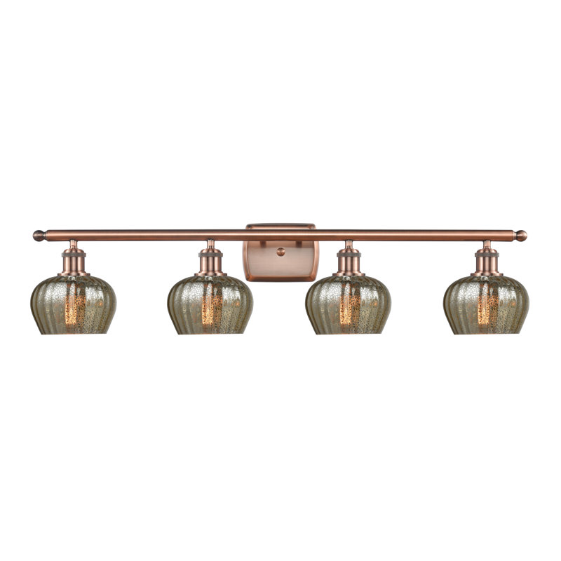Éclairage de salle de bain à intensité variable 4 lumières Lyman, Mercure, Cuivre antique, Ampoule DEL 6 watts Vinage