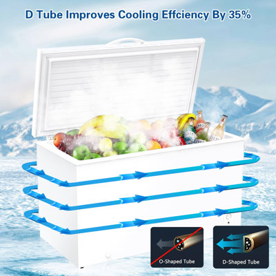 Large Chest Freezer 14.2 Cu.ft Deep Freezer FreeStanding Top Door Freezer with 8 Adjustable Thermostat and Removable Basket  Universal Wheels  Manual Defrost for Garage White