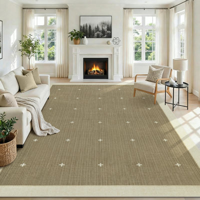 Tapis moderne à bordure basse lavable à la machine avec envers en caoutchouc antidérapant pour le salon, la chambre, la cuisine et la salle à manger