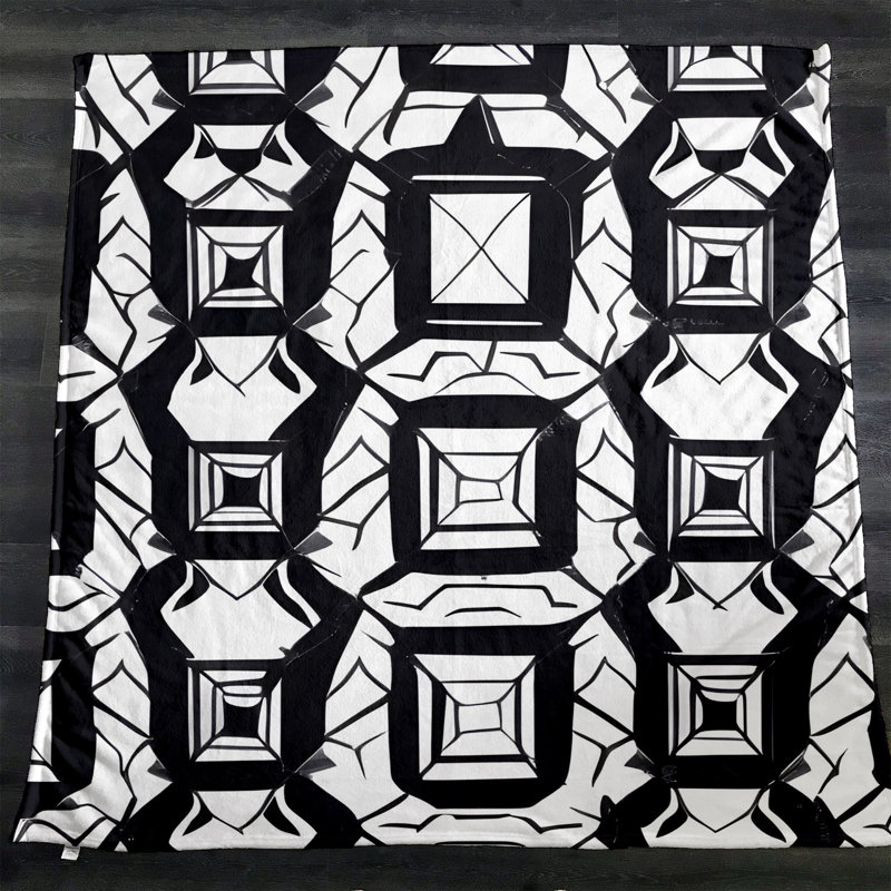 Throw Blanket, 51" W x 60" L, Geometric Shapes/Abstract, Black/White