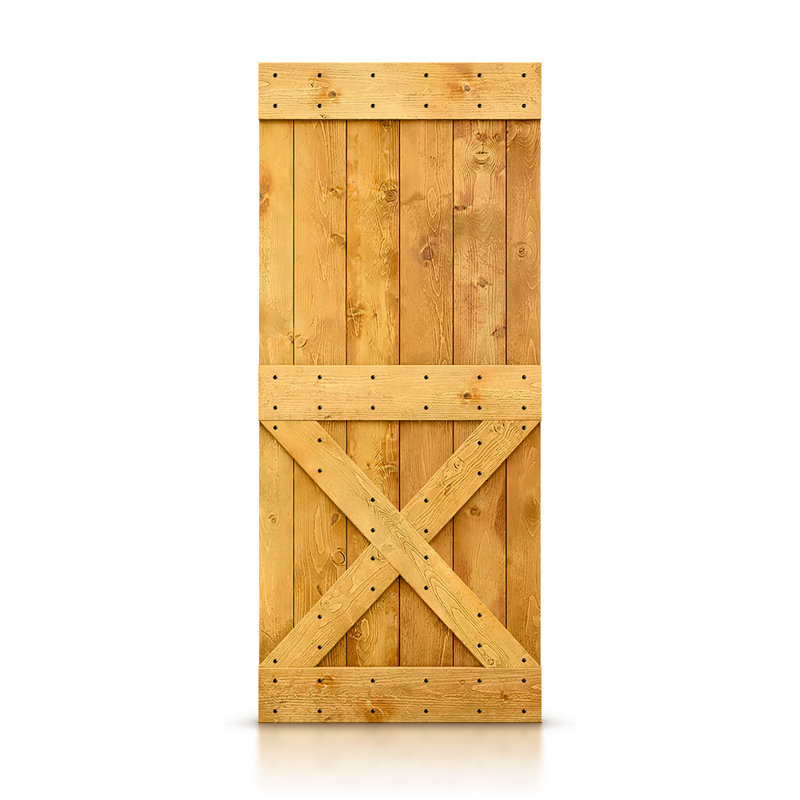 Porte de grange peinte peinte en bois à panneau sans installation de quincaillerie d’installation, 42" x 84", Érable colonial