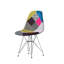 Paire de chaises de table Modern Bohemian, structure chromée et motif de revêtement géométrique coloré