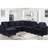 Sectional Dark Blue 7 Soft Microfiber High Skin- Cushions Two Cup Holders Solid Wood Frame For Long-Term Stability Use