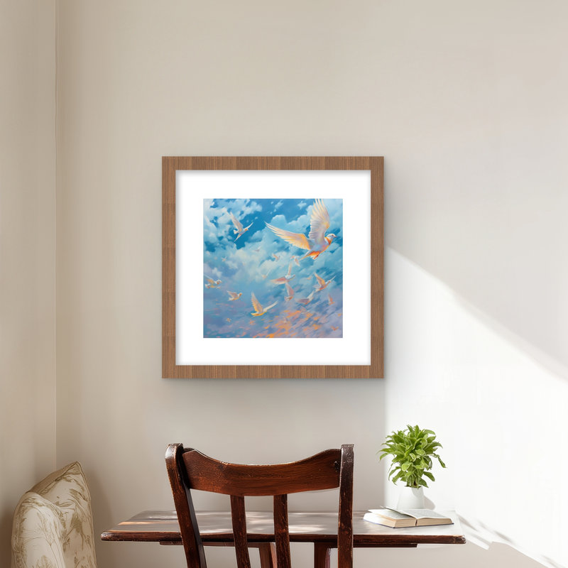 The Flight - Oiseau blanc avec imprimé mat pour décoration intérieure, H 16 po x l 16 po