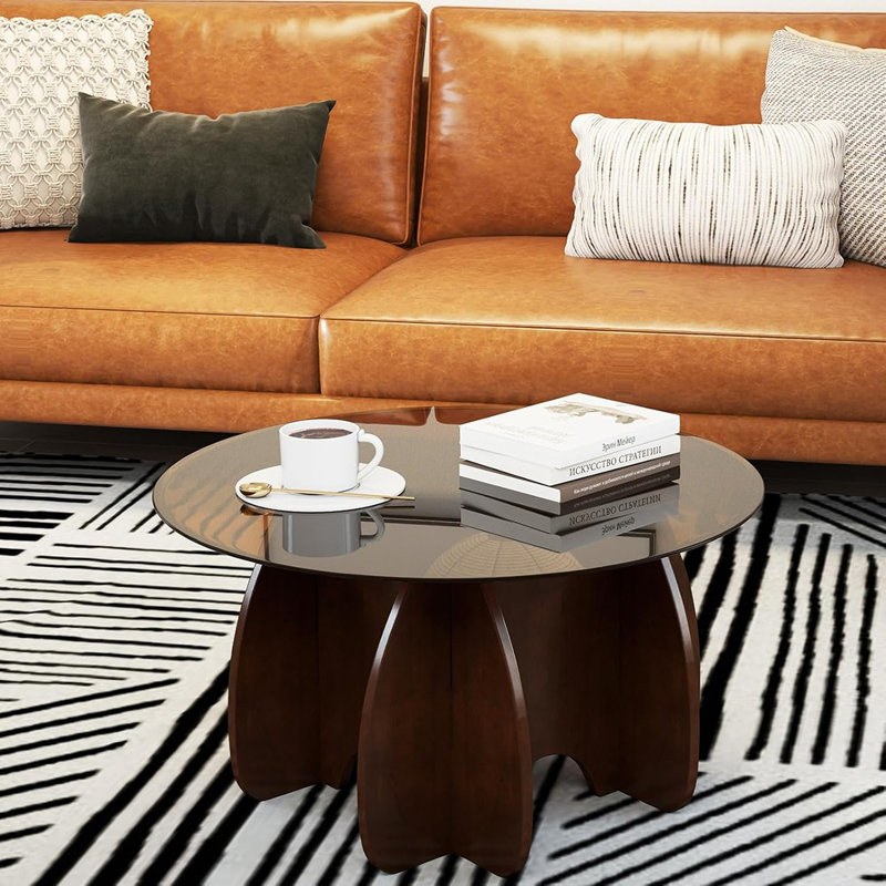 Table basse moderne en verre brun moderne