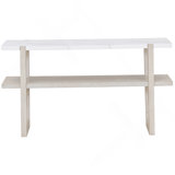 Retro Elegant Console Table with Marble-Effect Top