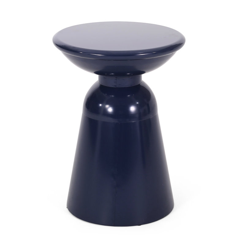 Table d'extérieur en métal bleu marine, l 15,02 po x P 15,02 po, H 20,29 po, thermolaquée, sans assemblage, cadre moderne