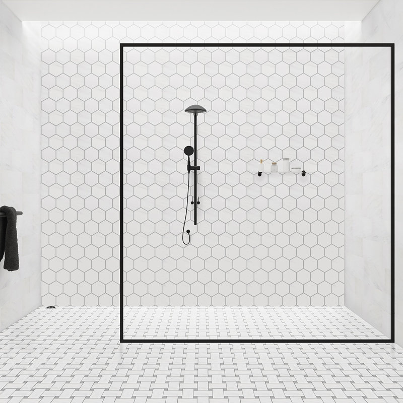 Carreau de mosaïque pour mur et plancher en marbre 12 po x 12 po Bianco Dolomiti