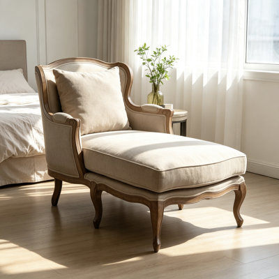 Chaise longue d'intérieur en mélange de lin rétro