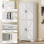 Armoire de cuisine Farmhouse, armoire de 72 po de hauteur avec 4 portes de grange, 4 tablettes réglables et 8 tablettes de porte, blanc-236373890