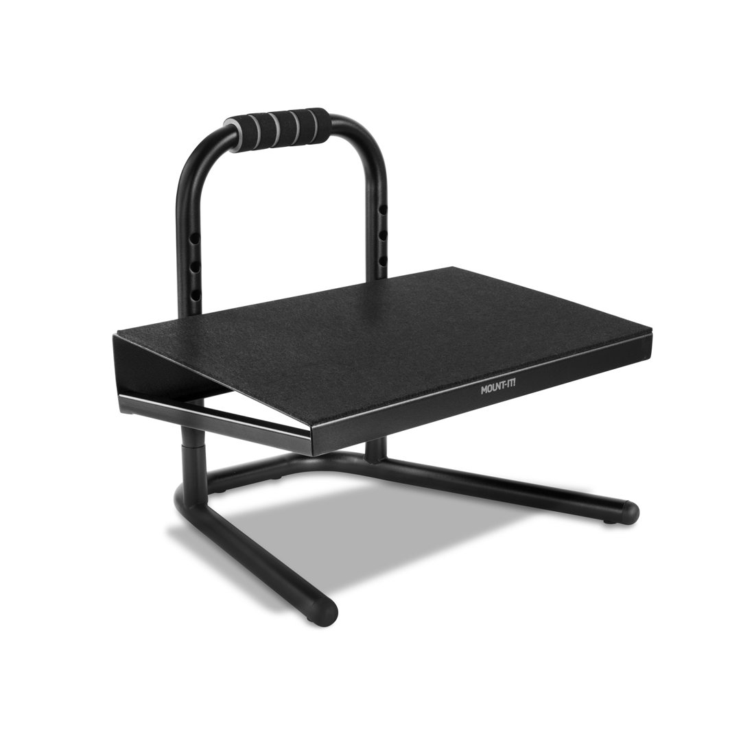 Mount-It! Height Adjustable Footrest for Standing and Sitting, Under The Desk Footrest with Handle Mount-it