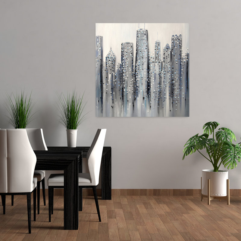«Chicago Abstract Contemporary Architecture City», art mural, H 36 po x l 36 po