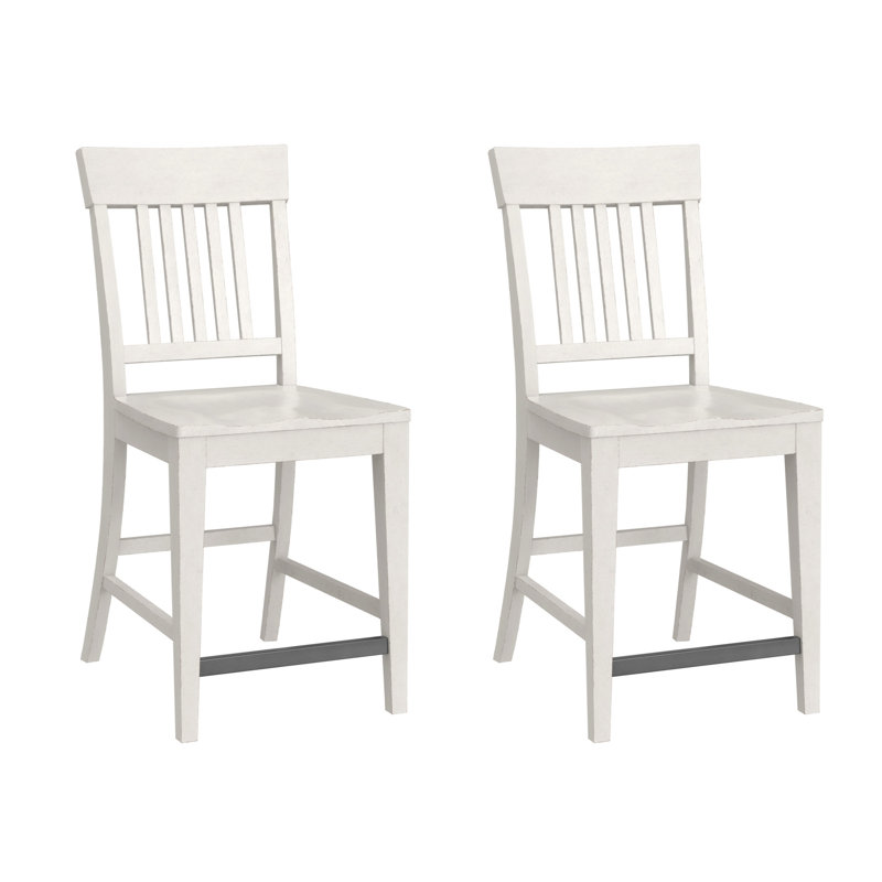 2 tabourets de comptoir à lattes blanches