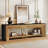 70" Farmhouse TV Stand with Open Shelves, Rustic Brown & Black Media Console-2118514388