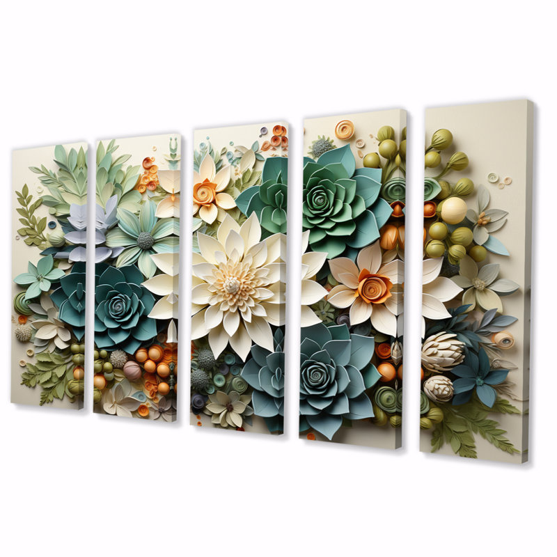 Plantes vertes succulentes sereines VI 5 pièces