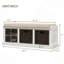 Banc de rangement rustique avec 3 paniers en rotin classiques amovibles, banc de rangement pour hall d'entrée avec coussin amovible-45757783