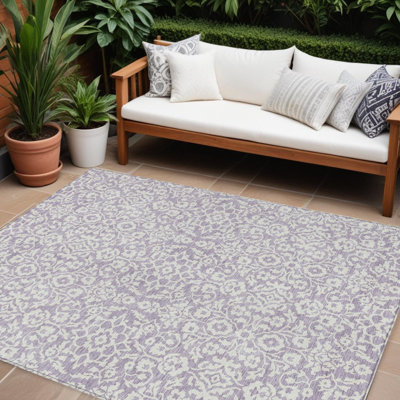 Tapis d'intérieur lavable damassé 9 pi x 12 pi lavande