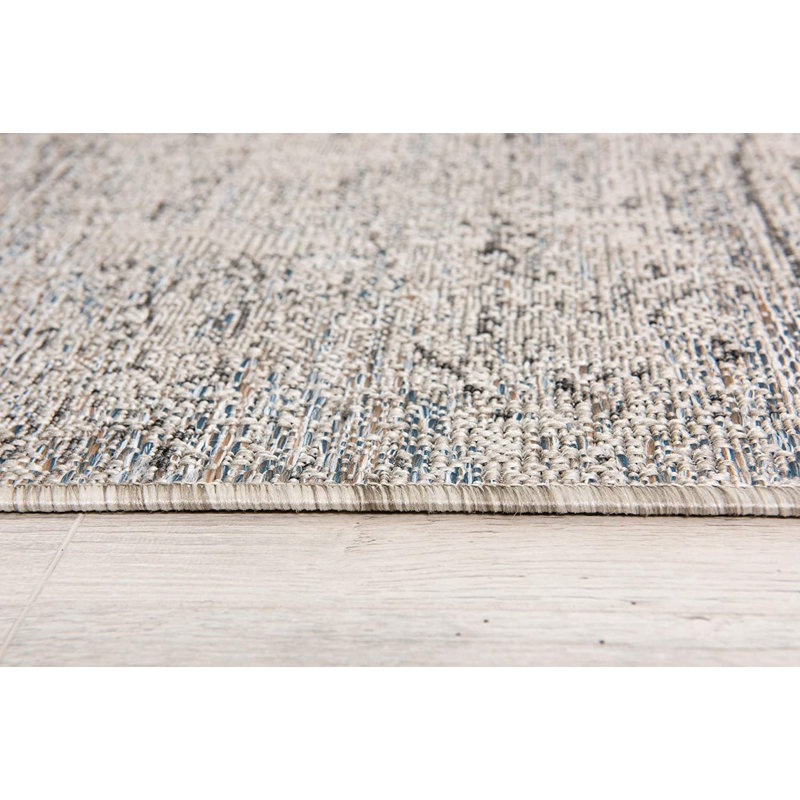 Tapis rectangulaire gris / noir en polypropylène tissé à la machine 5 pi x 8 pi