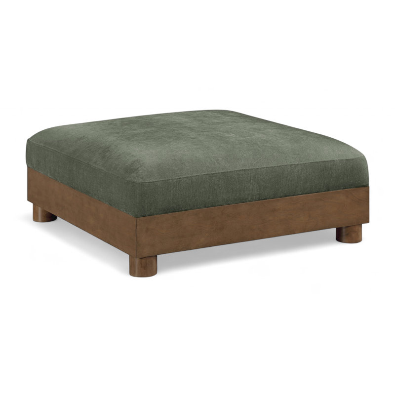 Repose-pieds modulaire en tissu Turin Chenille, Tissu chenille vert, Brun