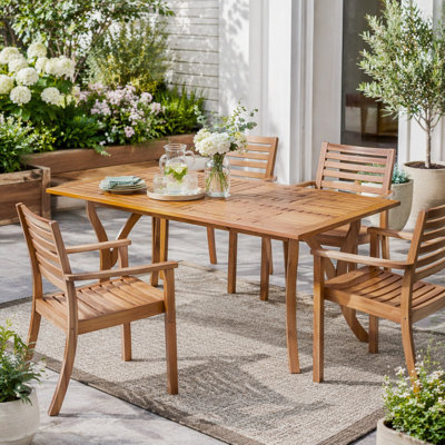 Outdoor 59 Inch Rectangular Solid Wood Dining Table
