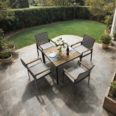 5-Piece Patio Dining Table Sets with Umbrella Hole for garden, backyard and lawn by Latitude Run
