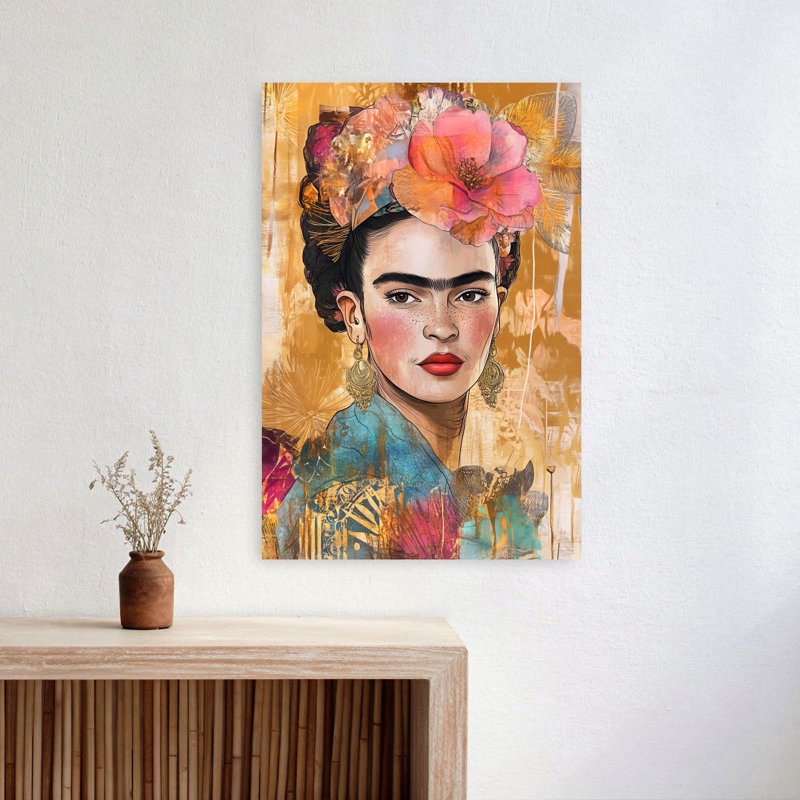 Portrait floral expressif, impression élégante, 24" H x 16" W