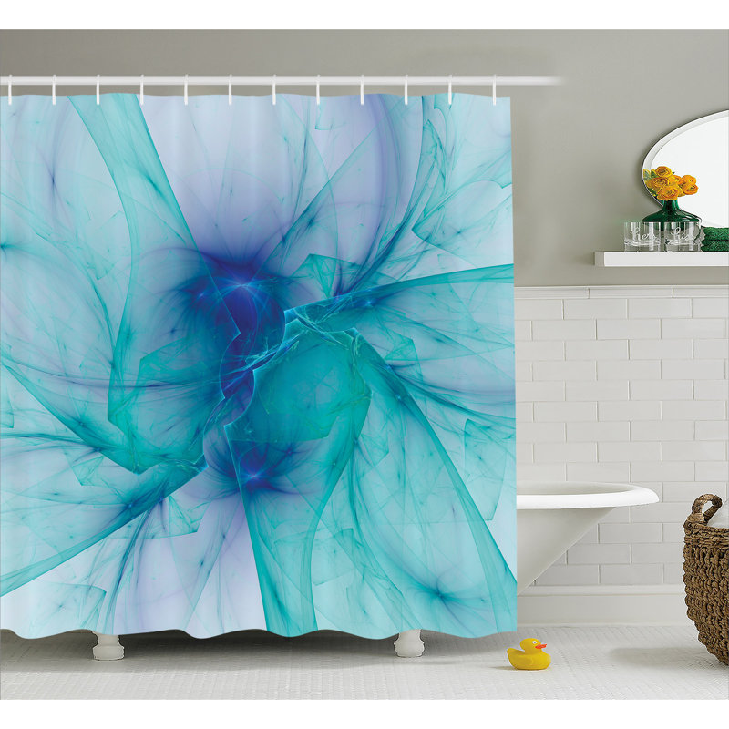 Camillei Abstract Shower Curtain with Hooks Included, 69" W x 70" L