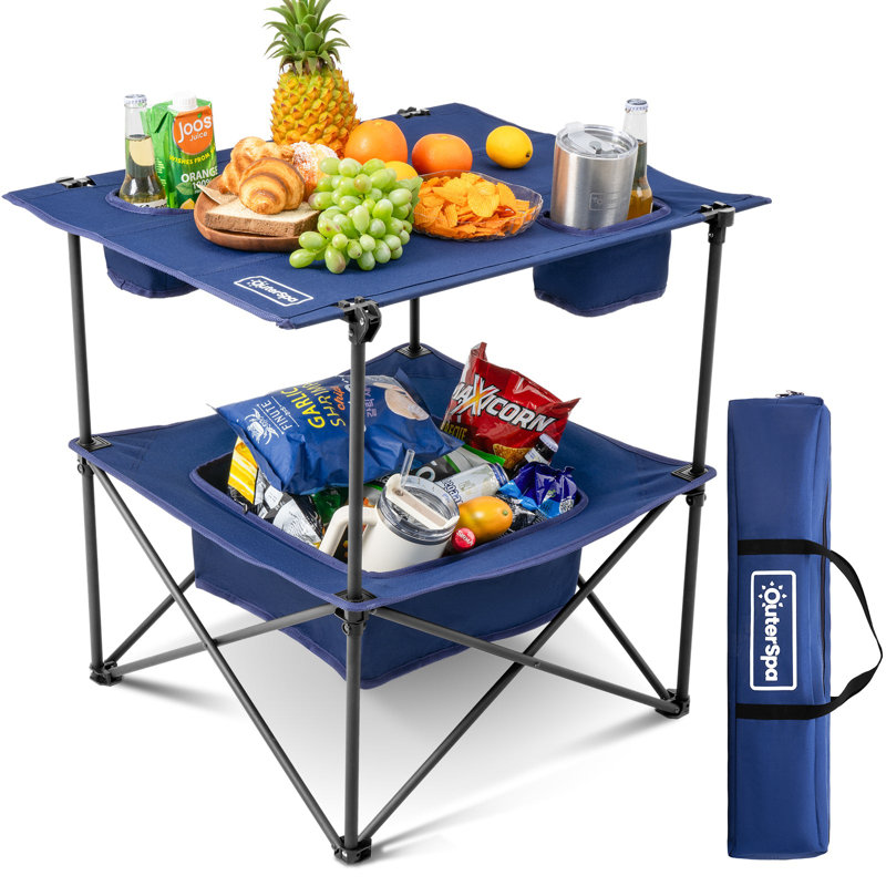 Folding Camping Table, Portable Outdoor Picnic Table, Blue