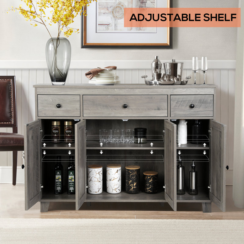 Zekai 47.2'' Sideboard with 3 Drawers, Adjustable Shelves