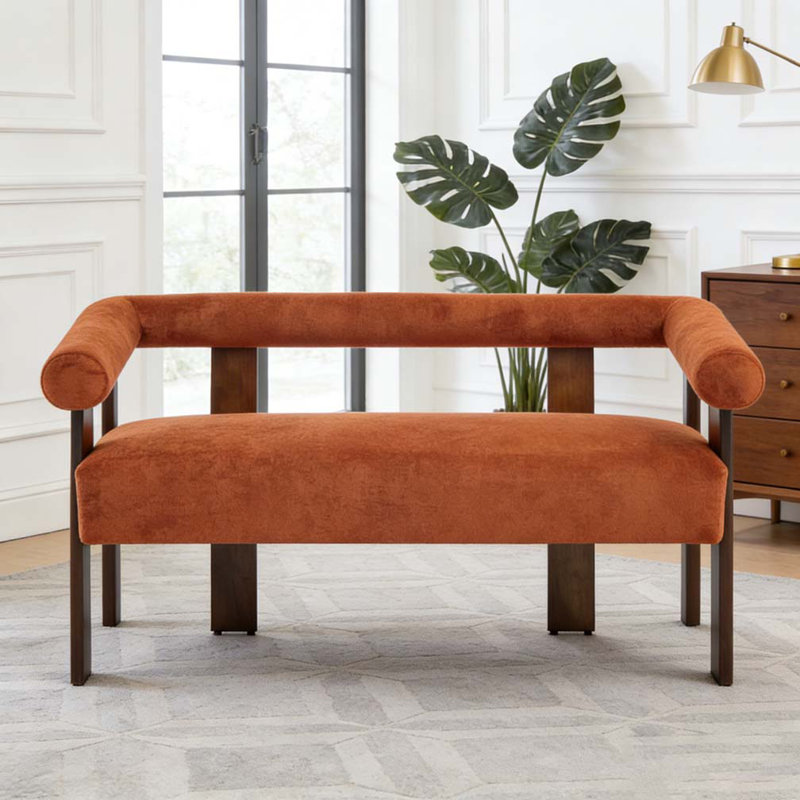 Causeuse ronde avec accoudoirs, Brun, orange foncé