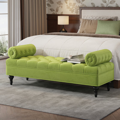 Banc rembourré moderne en velours avec 2 coussins amovibles, repose-pieds confortable pour le salon et le vestibule