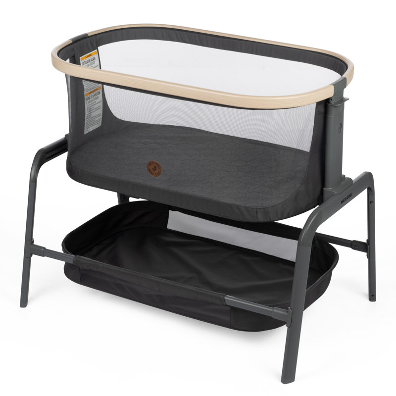 Iora Bedside Crib with Mattress, Light Gray