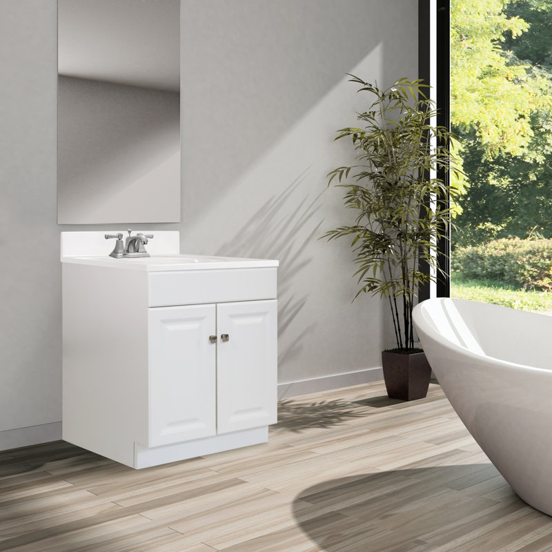 Wyndham 31 Inch Bathroom Vanity with Top, Ready to Assemble, White