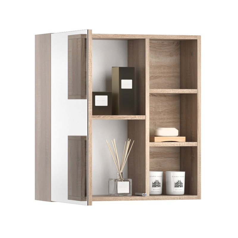 Lachasity Surface Mirrored Bathroom Cabinets with Mirror and 3, Sonoma