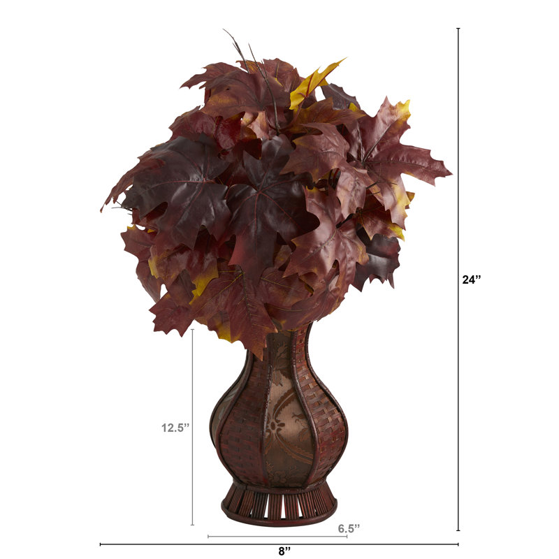 Plante d’érable artificielle 24 po dans un pot de fleurs, Bourgogne