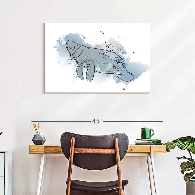Color Splash Manatee, 24" H x 36" W