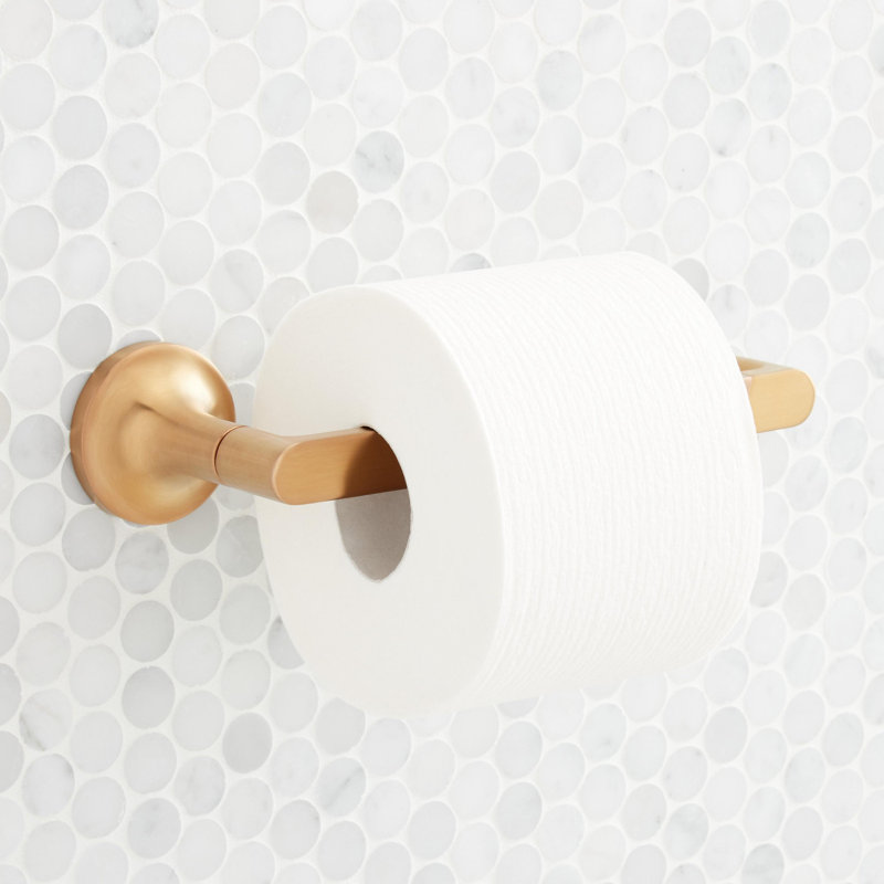 Lentz Wall Mounted Pivoting Toilet Paper Holder, Gold