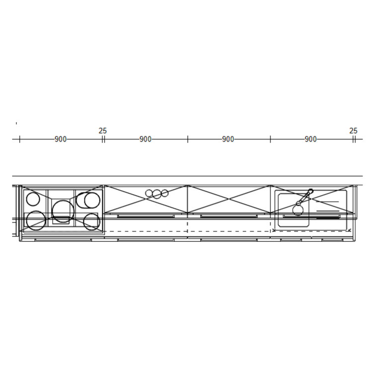 141.7'' W White/Brown Kitchen Cabinet Set