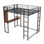 Lit mezzanine double en métal avec bureau et tablettes intégrés