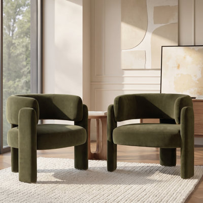 Fauteuil d'appoint rembourré en velours de 33 po de largeur
