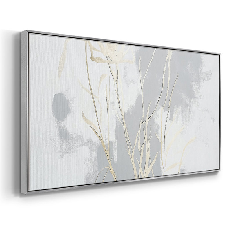Botanical Series-CECCX- Toile tendue avec châssis tendue, prête à être accrochée, H 17 po x l 33 po, Argent argent