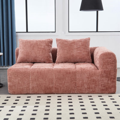 Couches de salon en chenille rose - Poupée en coton et sacs de printemps élégants